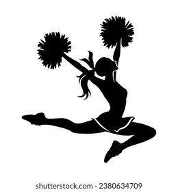 Cheerleader jumping silhouette. Vector illustration