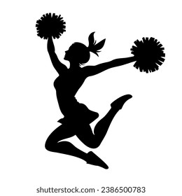 Cheerleader jumping silhouette. Vector illustration