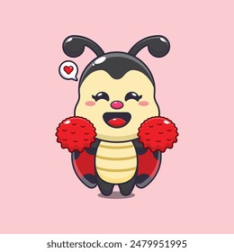 cheerleader ladybug cartoon vector illustration.
Vector cartoon Illustration suitable for poster, brochure, web, mascot, sticker, logo and icon.