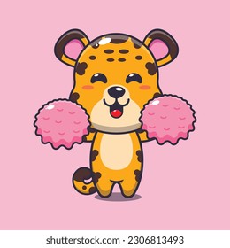 cheerleader leopard cartoon vector illustration.
Vector cartoon Illustration suitable for poster, brochure, web, mascot, sticker, logo and icon.