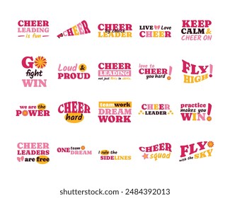 Cheerleader Lettering Sticker Vector Set