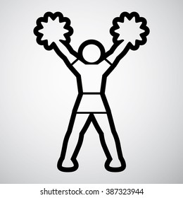 Cheerleader line icon. Vector illustration.