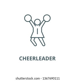 Cheerleader line icon, vector. Cheerleader outline sign, concept symbol, flat illustration