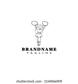 cheerleader logo cartoon icon design template black modern isolated vector