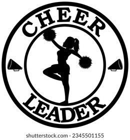 cheerLeader Logo Design, Cheerleader In Circle Vector