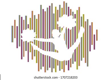 Cheerleader logo design. Sport background. Graph, Icon, Symbol, Silhouette. Vector illustration.