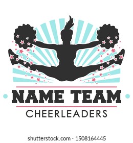 Cheerleader Logo team. Vector Design Illustration. Cheer jump Art.