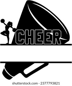 Cheerleader Megaphone Split Name Frame Vector