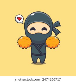 cheerleader ninja cartoon vector illustration.
Vector cartoon Illustration suitable for poster, brochure, web, mascot, sticker, logo and icon.