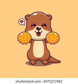 cheerleader otter cartoon vector illustration.
Vector cartoon Illustration suitable for poster, brochure, web, mascot, sticker, logo and icon.