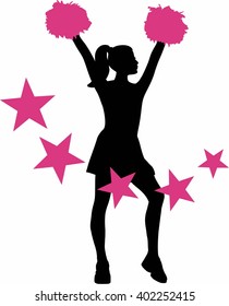 Cheerleader with pink stars