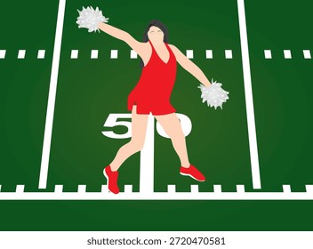 Cheerleader auf dem Feld. Vektor