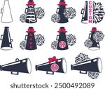 Cheerleader Pom and Megaphone, Cheerleading Vector Files