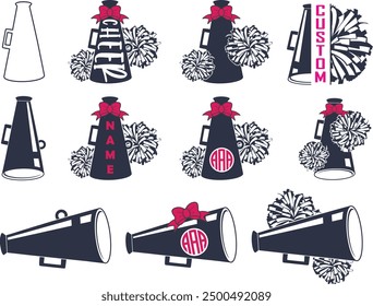 Cheerleader Pom and Megaphone, Cheerleading Vector Files