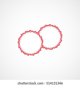 Cheerleader Pom Pom Red Line Icon On White Background