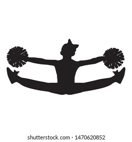 Cheerleader with pompons, silhouette of a girl from the cheerleading team