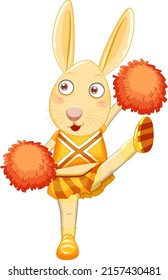 Cheerleader rabbit cartoon character illustration
