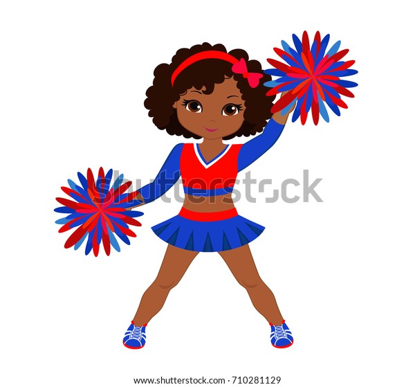 Cheerleader Red Blue Uniform Pom Poms Stock Vector Royalty Free