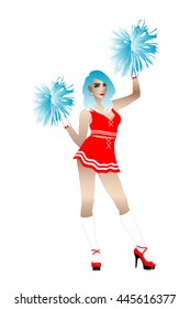 cheerleader in red costume 
