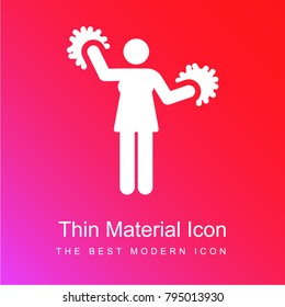 Cheerleader red and pink gradient material white icon minimal design
