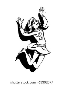 Cheerleader - Retro Clipart Illustration