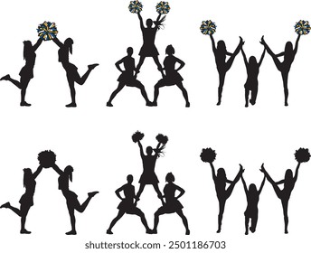 Cheerleader Silhouette, Cheerleading, Cheer Pom Poms, Cheerleader Vector Files