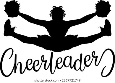 cheerleader silhouette of girl doing a toe touch for college, school or league sports