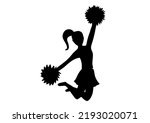 Cheerleader silhouette, on white background
