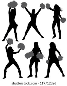 Cheerleader Silhouette on white background