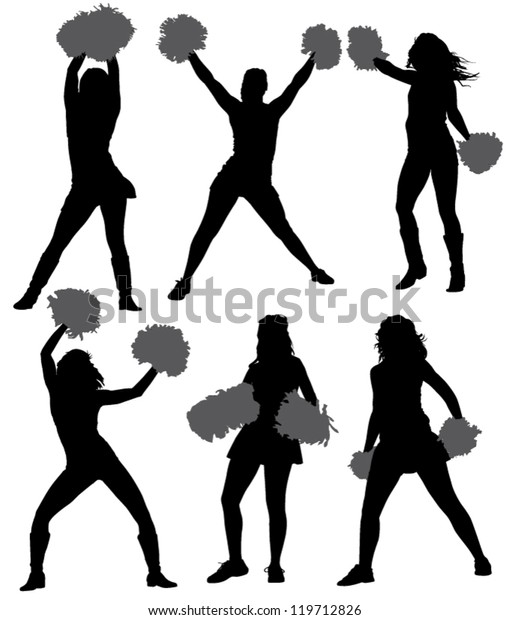 Cheerleader Silhouette On White Background Stock Vector (Royalty Free ...