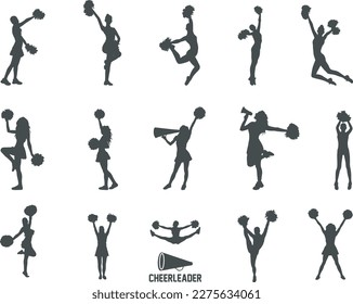Cheerleader silhouette, Cheerleader SVG Cut Files, Cheer Svg, Cheer Girls Silhouette Bundle, Cheerleader silhouettes, Cheerleader girl vector svg