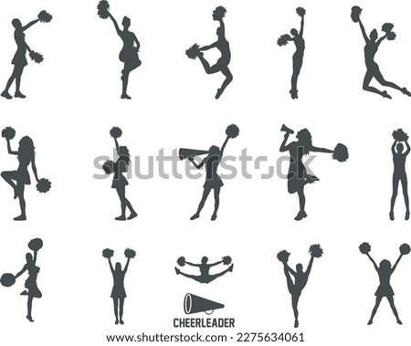 Cheerleader silhouette, Cheerleader SVG Cut Files, Cheer Svg, Cheer Girls Silhouette Bundle, Cheerleader silhouettes, Cheerleader girl vector Zdjęcia stock © 