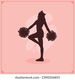 cheerleader silhouette. Vector silhouette of cheerleader on background. black cheerleader isolated on background. cutout cheerleader. hand drawn design. vector illustration.