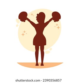 cheerleader silhouette. Vector silhouette of cheerleader on background. black cheerleader isolated on background. cutout cheerleader. hand drawn design. vector illustration.