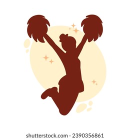 cheerleader silhouette. Vector silhouette of cheerleader on background. black cheerleader isolated on background. cutout cheerleader. hand drawn design. vector illustration.