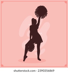 cheerleader silhouette. Vector silhouette of cheerleader on background. black cheerleader isolated on background. cutout cheerleader. hand drawn design. vector illustration.