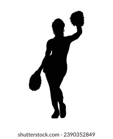 cheerleader silhouette. Vector silhouette of cheerleader on white background. black cheerleader isolated on white background. cutout cheerleader. hand drawn design. vector illustration.