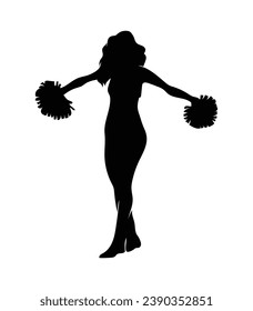 cheerleader silhouette. Vector silhouette of cheerleader on white background. black cheerleader isolated on white background. cutout cheerleader. hand drawn design. vector illustration.