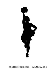 cheerleader silhouette. Vector silhouette of cheerleader on white background. black cheerleader isolated on white background. cutout cheerleader. hand drawn design. vector illustration.