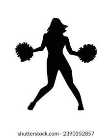 cheerleader silhouette. Vector silhouette of cheerleader on white background. black cheerleader isolated on white background. cutout cheerleader. hand drawn design. vector illustration.