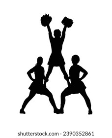 cheerleader silhouette. Vector silhouette of cheerleader on white background. black cheerleader isolated on white background. cutout cheerleader. hand drawn design. vector illustration.