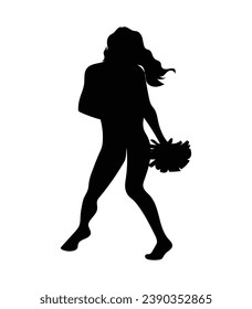 cheerleader silhouette. Vector silhouette of cheerleader on white background. black cheerleader isolated on white background. cutout cheerleader. hand drawn design. vector illustration.