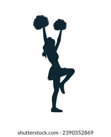 cheerleader silhouette. Vector silhouette of cheerleader on white background. black cheerleader isolated on white background. cutout cheerleader. hand drawn design. vector illustration.