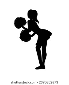 cheerleader silhouette. Vector silhouette of cheerleader on white background. black cheerleader isolated on white background. cutout cheerleader. hand drawn design. vector illustration.