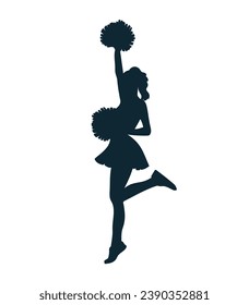 cheerleader silhouette. Vector silhouette of cheerleader on white background. black cheerleader isolated on white background. cutout cheerleader. hand drawn design. vector illustration.