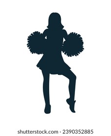 cheerleader silhouette. Vector silhouette of cheerleader on white background. black cheerleader isolated on white background. cutout cheerleader. hand drawn design. vector illustration.