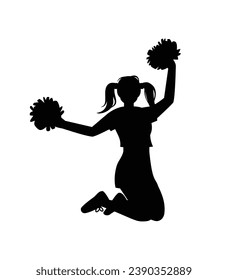 cheerleader silhouette. Vector silhouette of cheerleader on white background. black cheerleader isolated on white background. cutout cheerleader. hand drawn design. vector illustration.