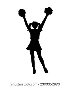 cheerleader silhouette. Vector silhouette of cheerleader on white background. black cheerleader isolated on white background. cutout cheerleader. hand drawn design. vector illustration.
