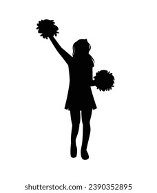cheerleader silhouette. Vector silhouette of cheerleader on white background. black cheerleader isolated on white background. cutout cheerleader. hand drawn design. vector illustration.