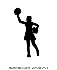 cheerleader silhouette. Vector silhouette of cheerleader on white background. black cheerleader isolated on white background. cutout cheerleader. hand drawn design. vector illustration.